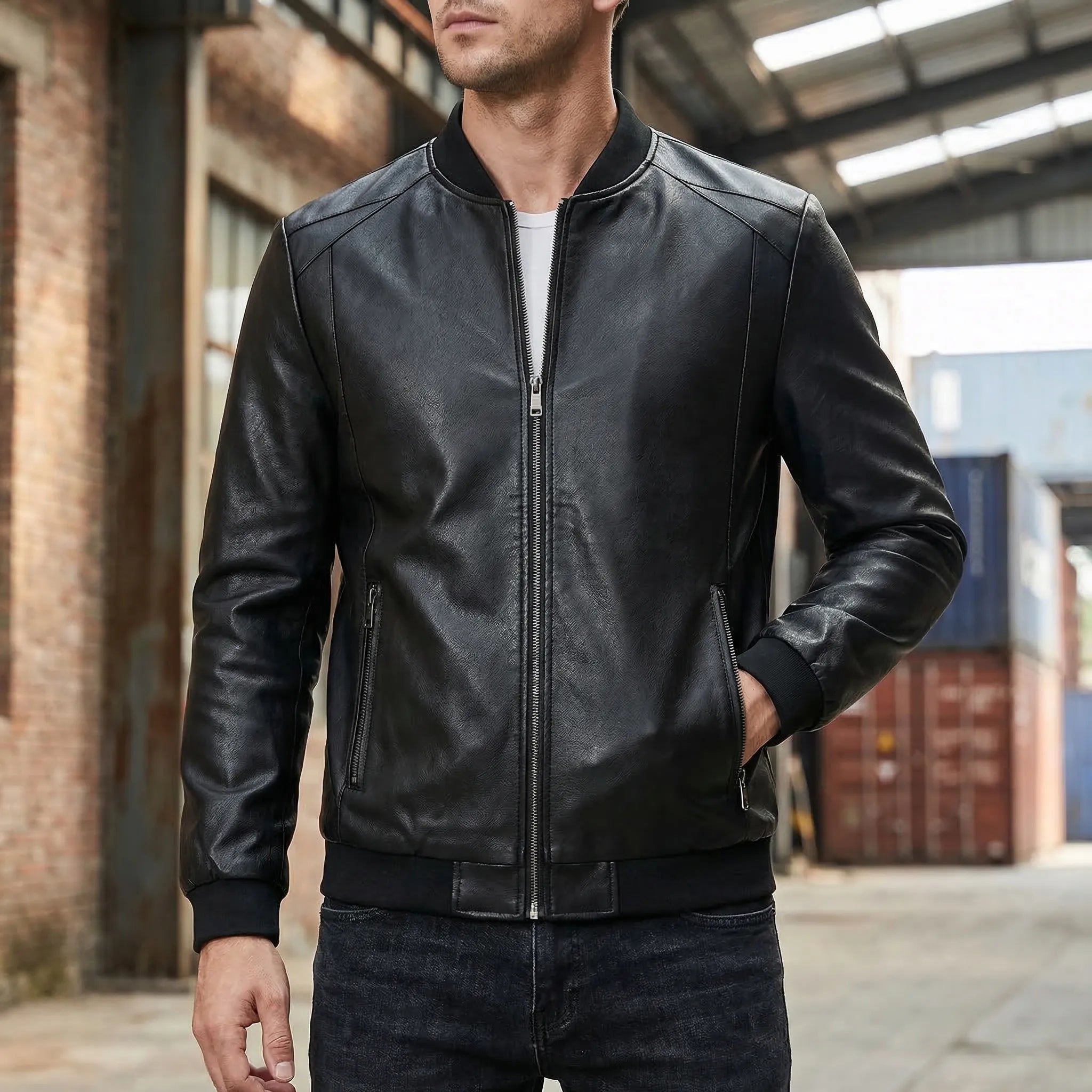 Vintage Bomber Jacket - Distressed Finish - Structured Fit - For 