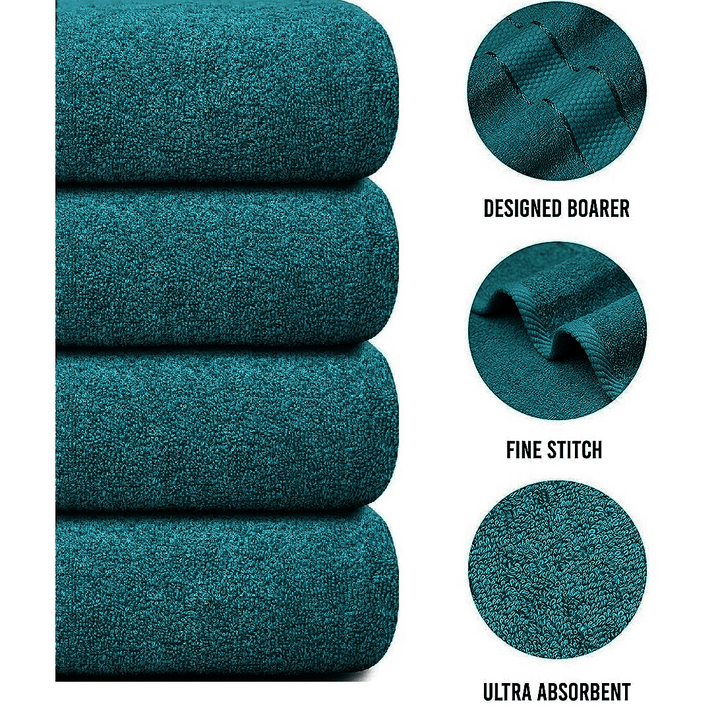 4-Piece Jumbo Bath Towel Set - Quick Dry Bathroom Towels