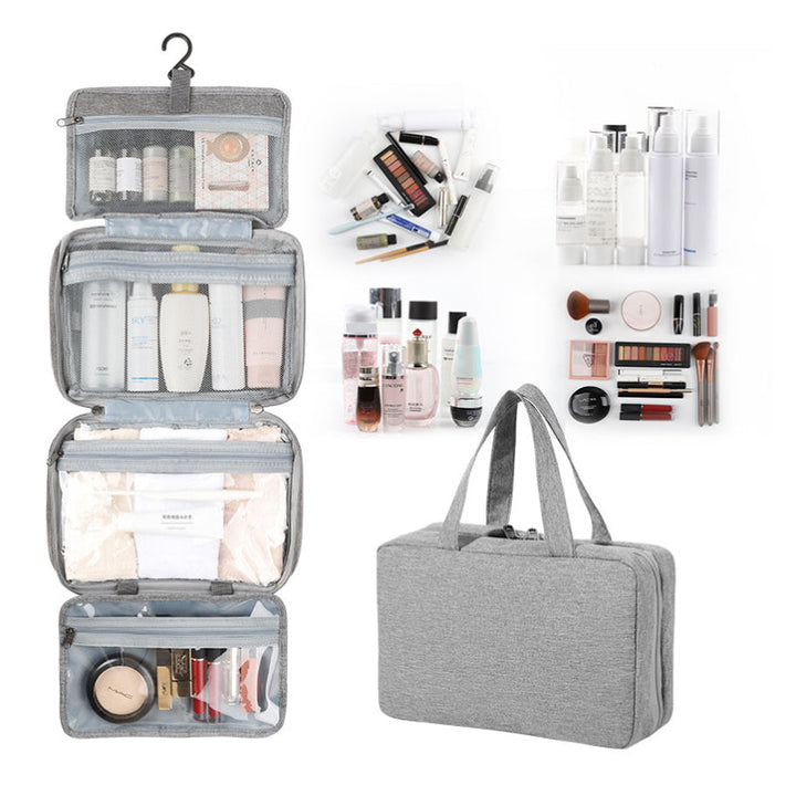 Travelique Travel Cosmetics Organizer | Compact and Waterproof | With 4 Compartments and 360° Hook | For Women and Men