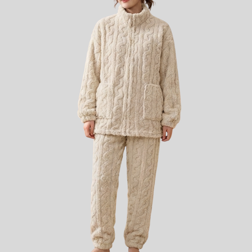 Zip-Front Fleece Pajama Set
