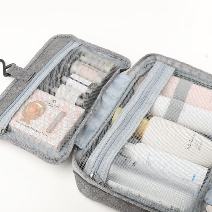 Travelique Travel Cosmetics Organizer | Compact and Waterproof | With 4 Compartments and 360° Hook | For Women and Men