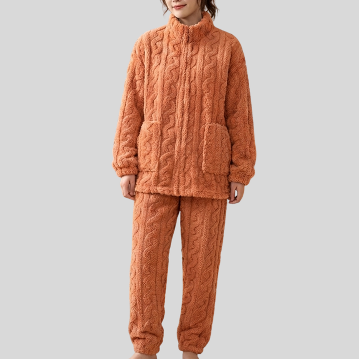 Zip-Front Fleece Pajama Set