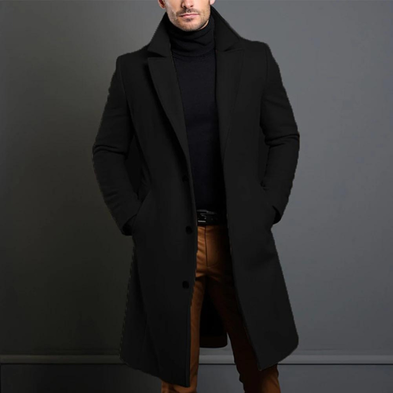 Men's wool overcoat – tailored long winter coat for work and city wear