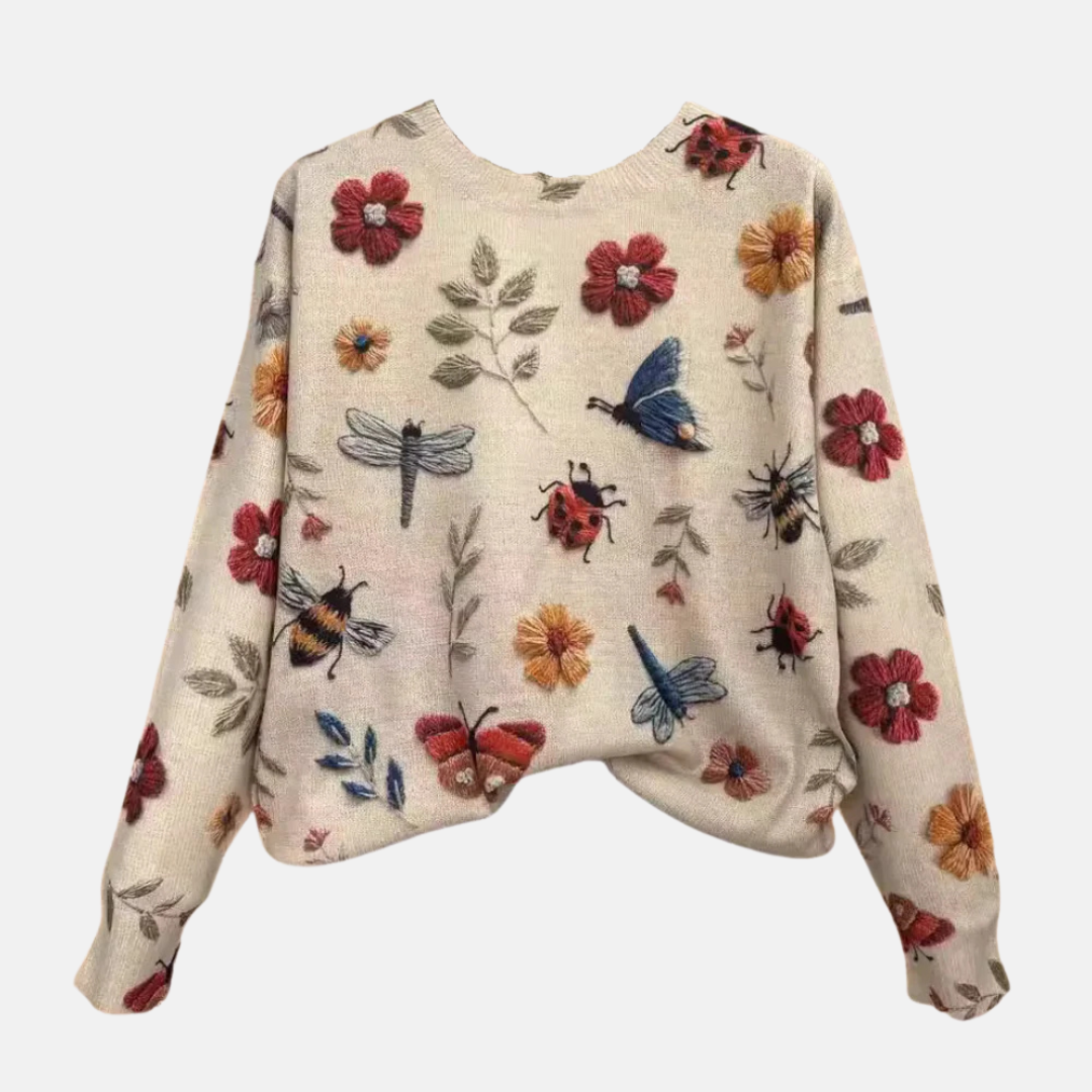 3D Flower Knit Sweater for Women