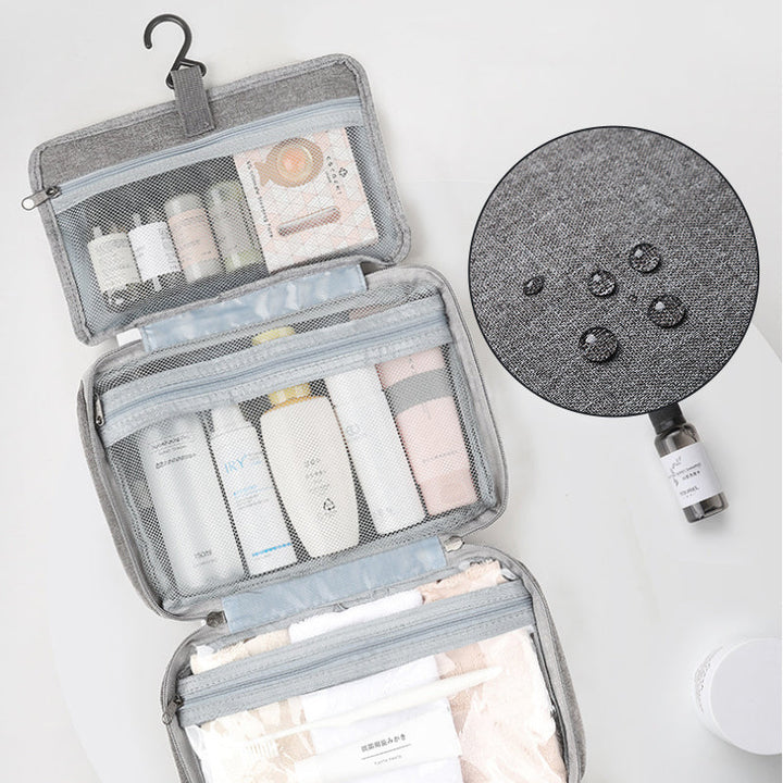 Travelique Travel Cosmetics Organizer | Compact and Waterproof | With 4 Compartments and 360° Hook | For Women and Men
