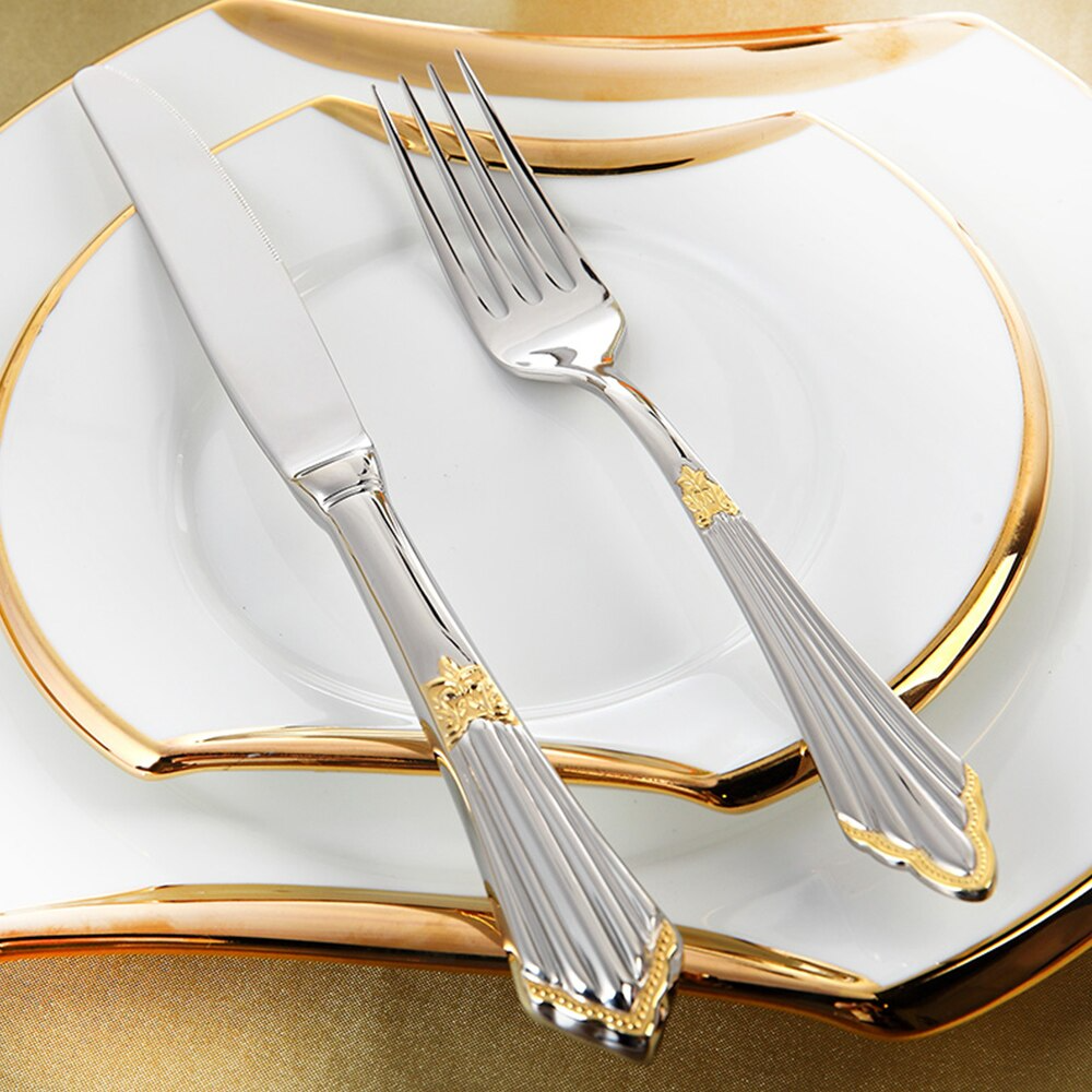 24- or 48-Piece Gold-Finish Stainless Steel Cutlery Set – GlowCut
