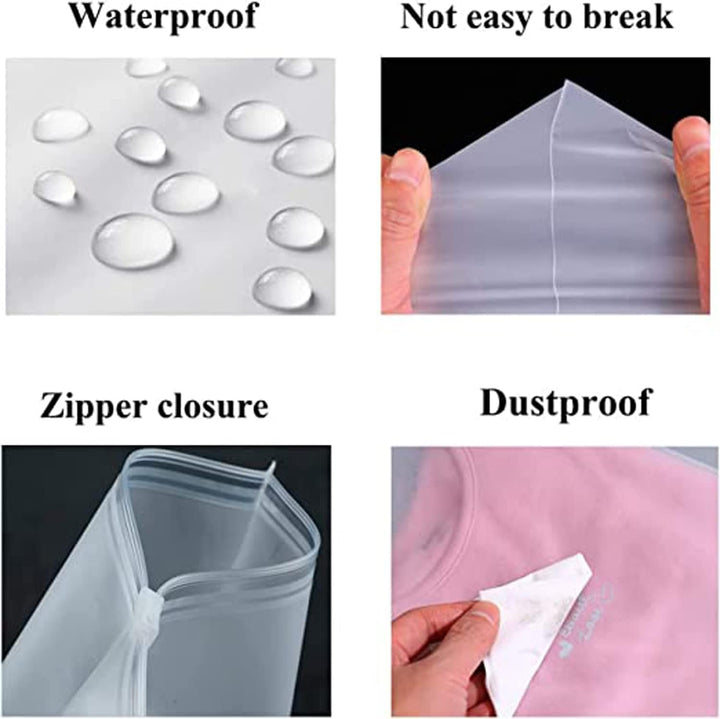 Multi-Purpose Frosted Zip Storage Bags – 60-Pack Plastic Garment Bags