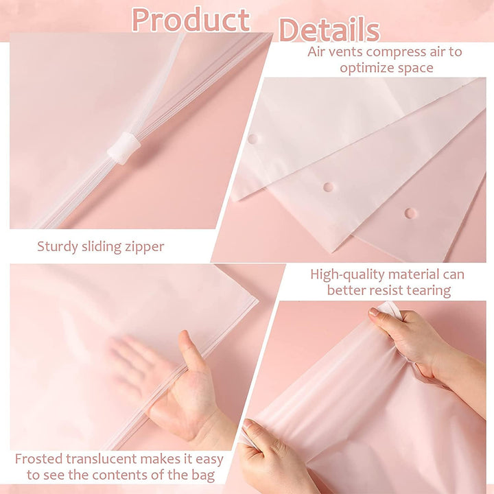 Multi-Purpose Frosted Zip Storage Bags – 60-Pack Plastic Garment Bags