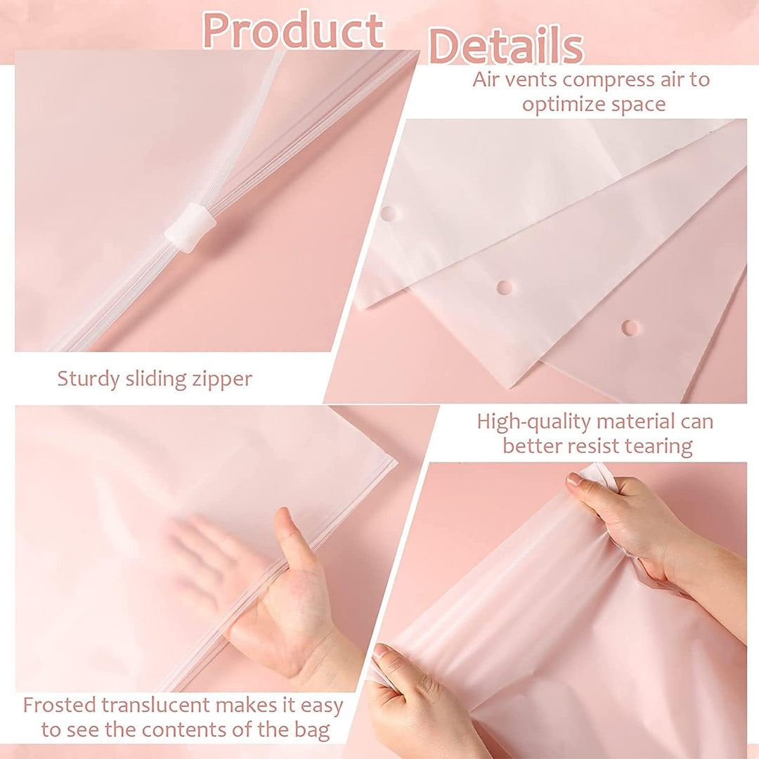 Multi-Purpose Frosted Zip Storage Bags – 60-Pack Plastic Garment Bags