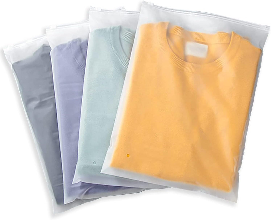 Multi-Purpose Frosted Zip Storage Bags – 60-Pack Plastic Garment Bags