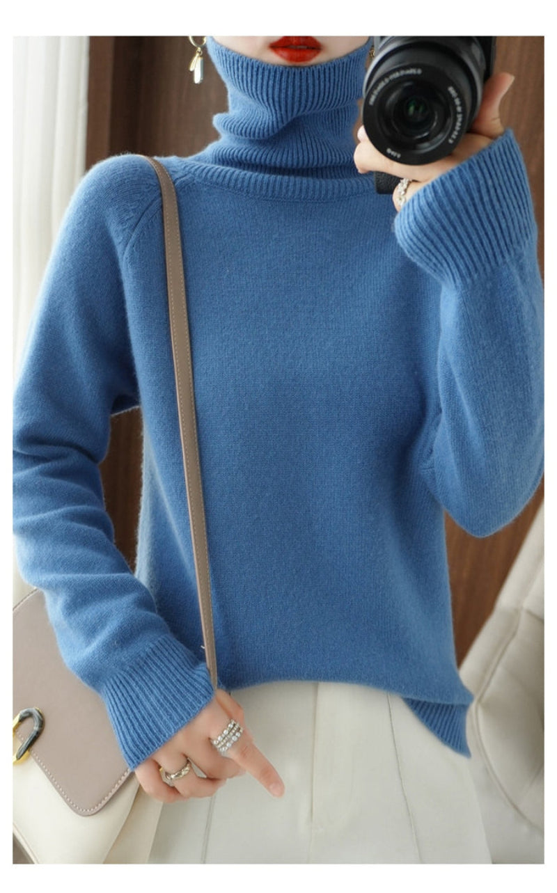 Women's Soft Polo Neck Sweater – Warm and Comfortable, Ideal for Autumn and Winter Outfits