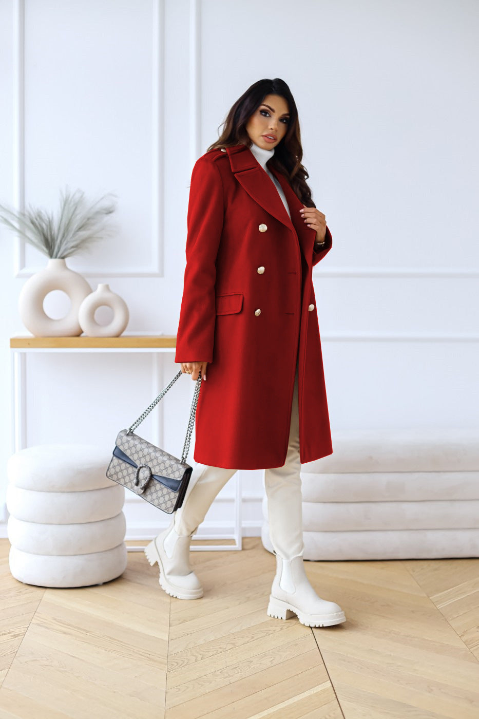 Double-Breasted Women's Wool Coat – Celina