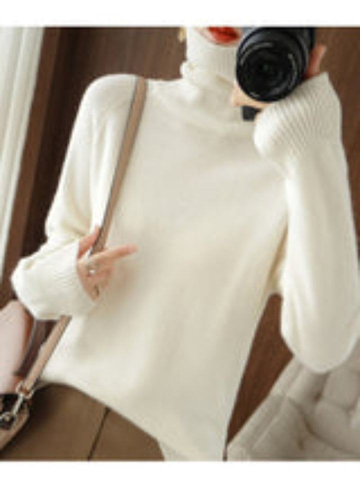 Women's Soft Polo Neck Sweater – Warm and Comfortable, Ideal for Autumn and Winter Outfits