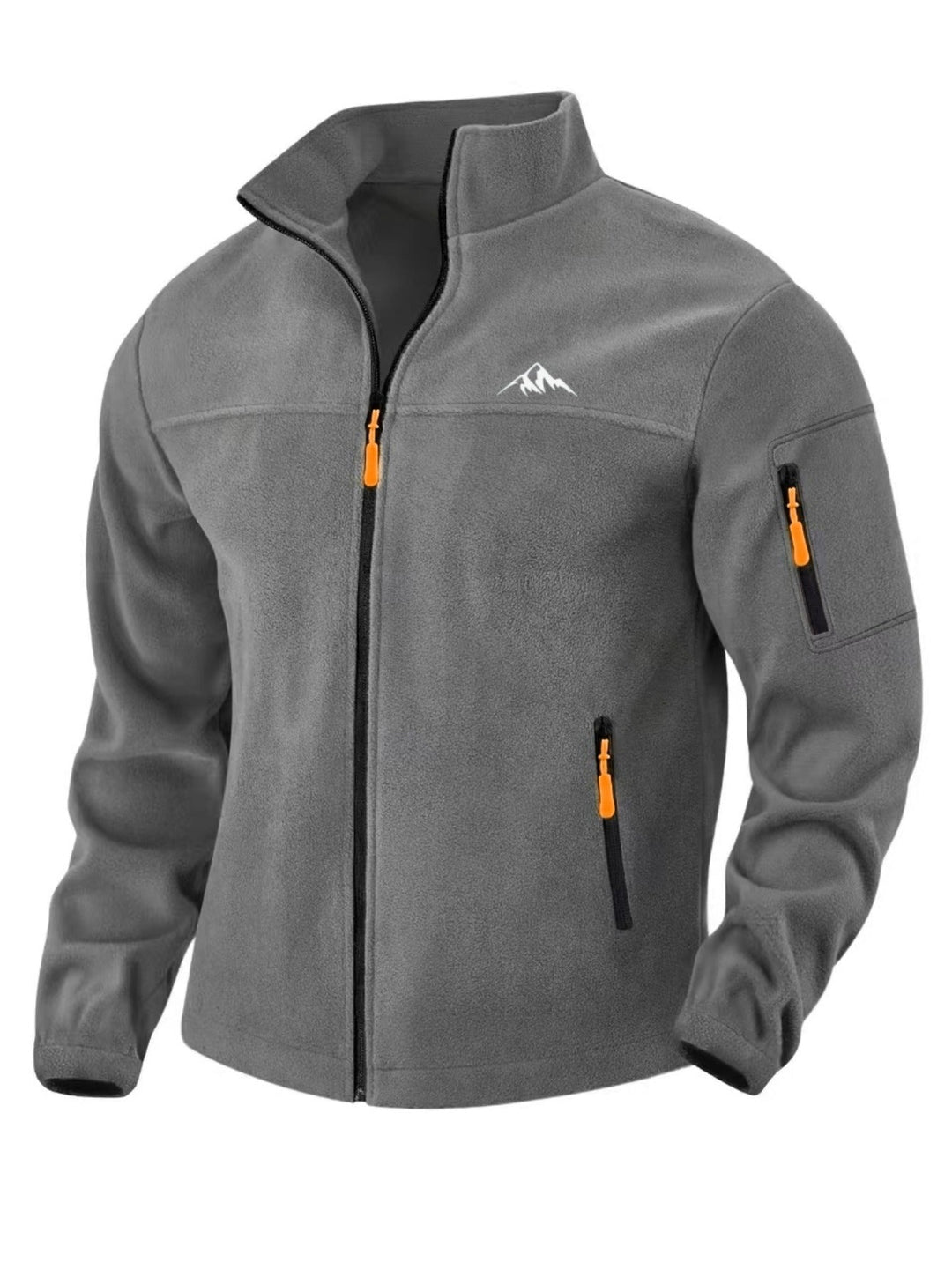 Men's Fleece Jacket with Stand-Up Collar, Windproof and with Stretch Fit