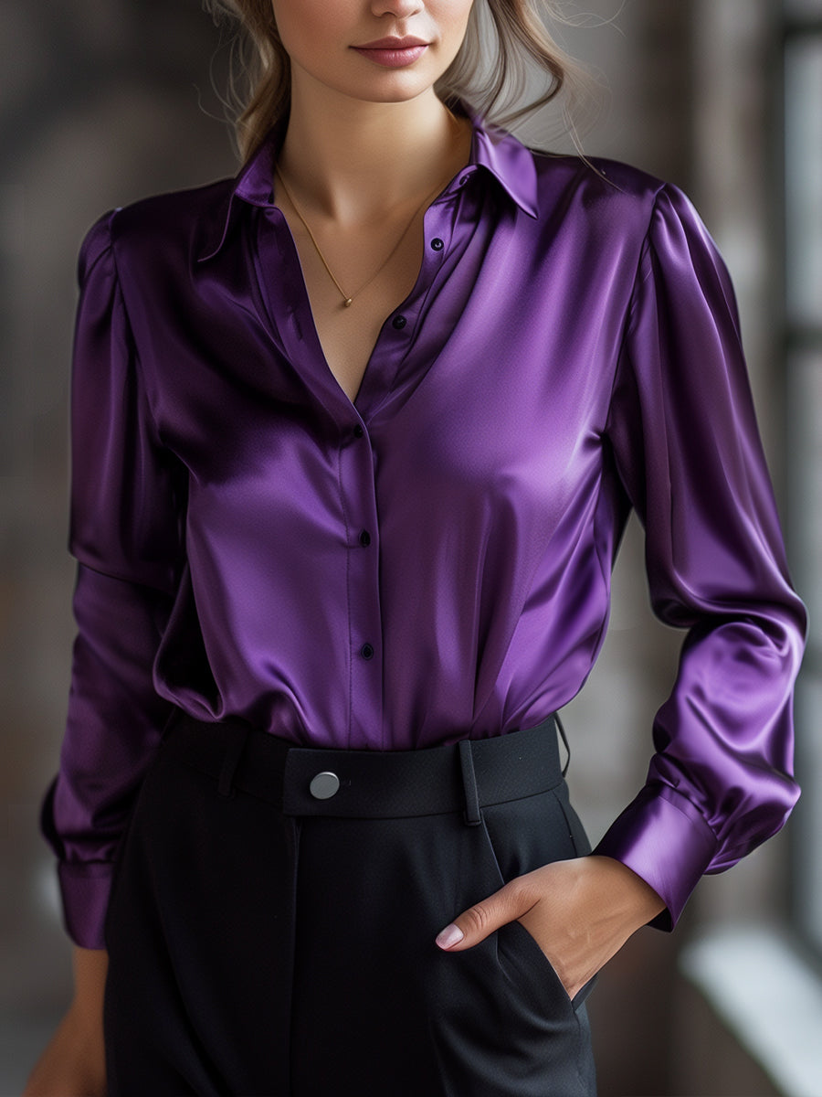 Women's Slim Fit Blouse – With Long Sleeves, Suitable for Work and Everyday Wear