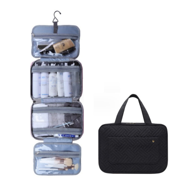 Travelique Travel Cosmetics Organizer | Compact and Waterproof | With 4 Compartments and 360° Hook | For Women and Men