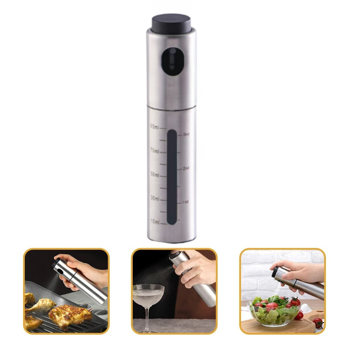 CULINARA FineMist Oil Sprayer | 100 ml Stainless Steel Spray Bottle | For Oil, Vinegar and BBQ | Refillable and Adjustable