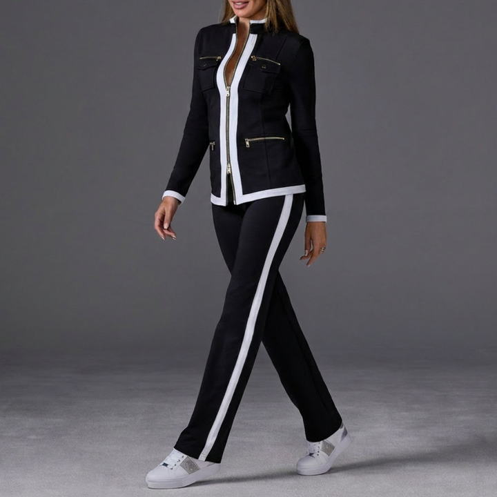 Zip-Front Jacket And Pants Set