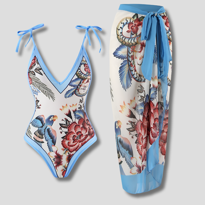 Vintage One-Piece Swimsuit for Women with Ruffles