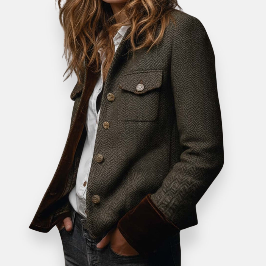 Women's Tailored Coat – With Buttons, Suitable for Spring and Autumn