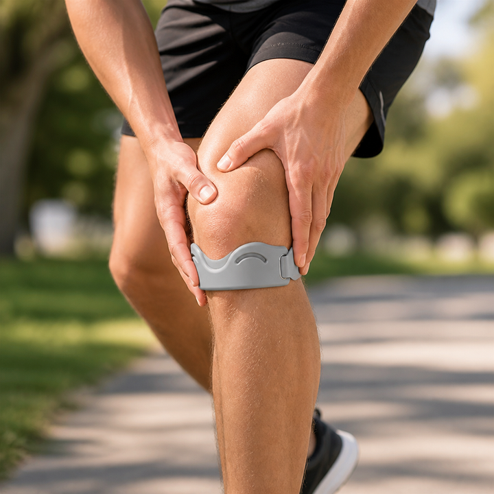 Adjustable Knee Support Strap with Silicone Pad and Dual Buckles, Breathable