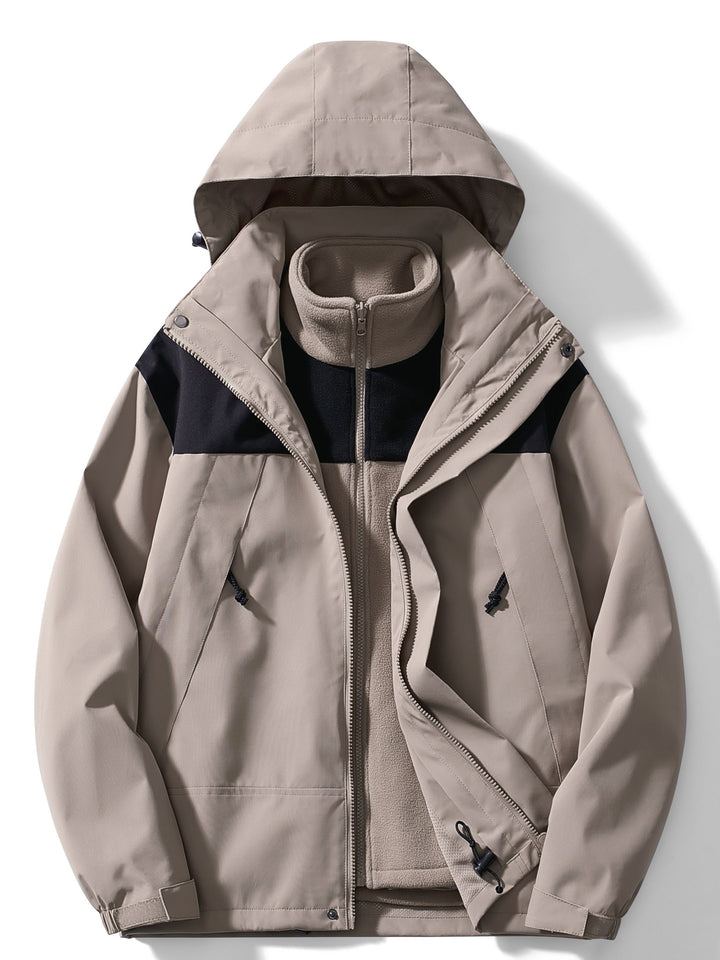 Women's 3-in-1 Waterproof and Windproof Outdoor Jacket with Removable Fleece Lining