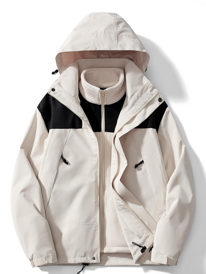 Women's 3-in-1 Waterproof and Windproof Outdoor Jacket with Removable Fleece Lining