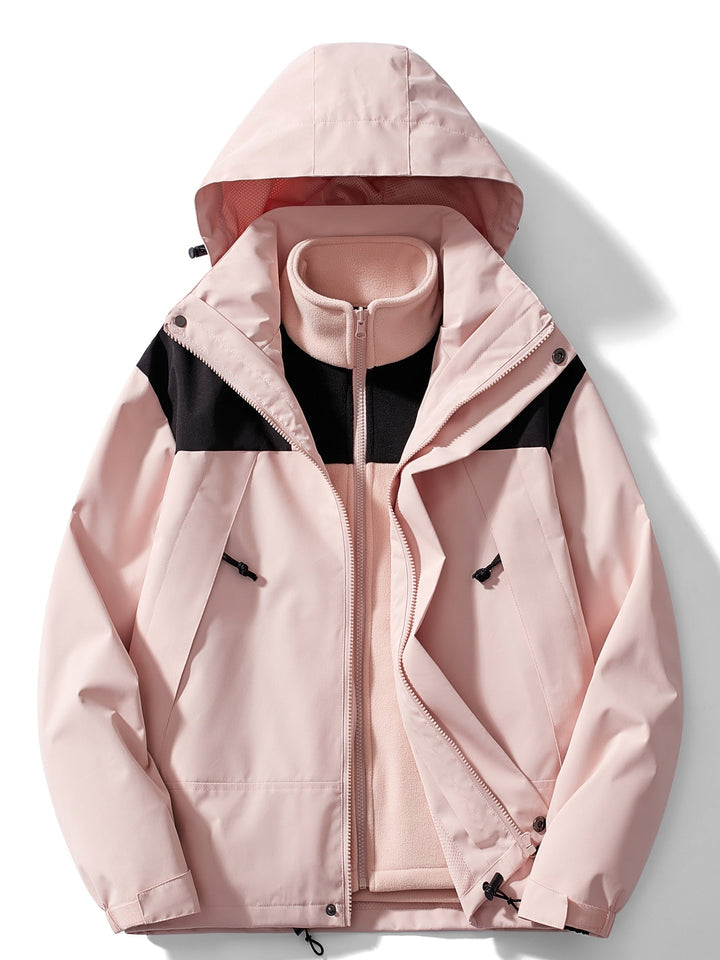 Women's 3-in-1 Waterproof and Windproof Outdoor Jacket with Removable Fleece Lining