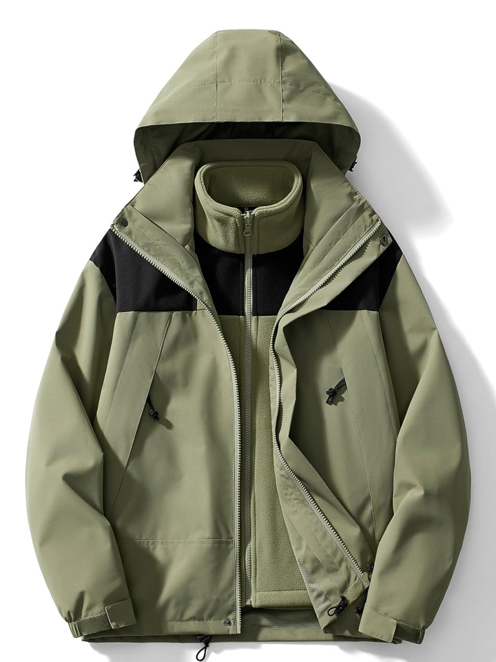 Women's 3-in-1 Waterproof and Windproof Outdoor Jacket with Removable Fleece Lining