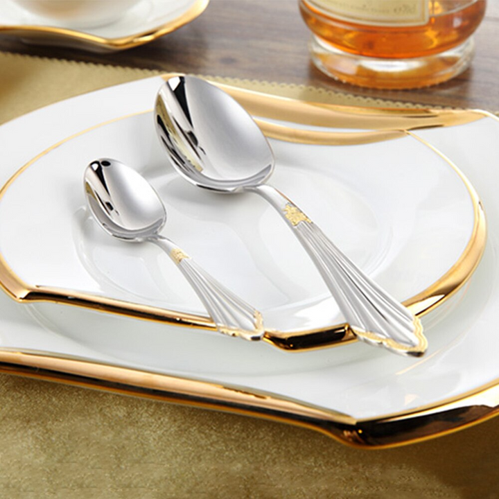 24- or 48-Piece Gold-Finish Stainless Steel Cutlery Set – GlowCut