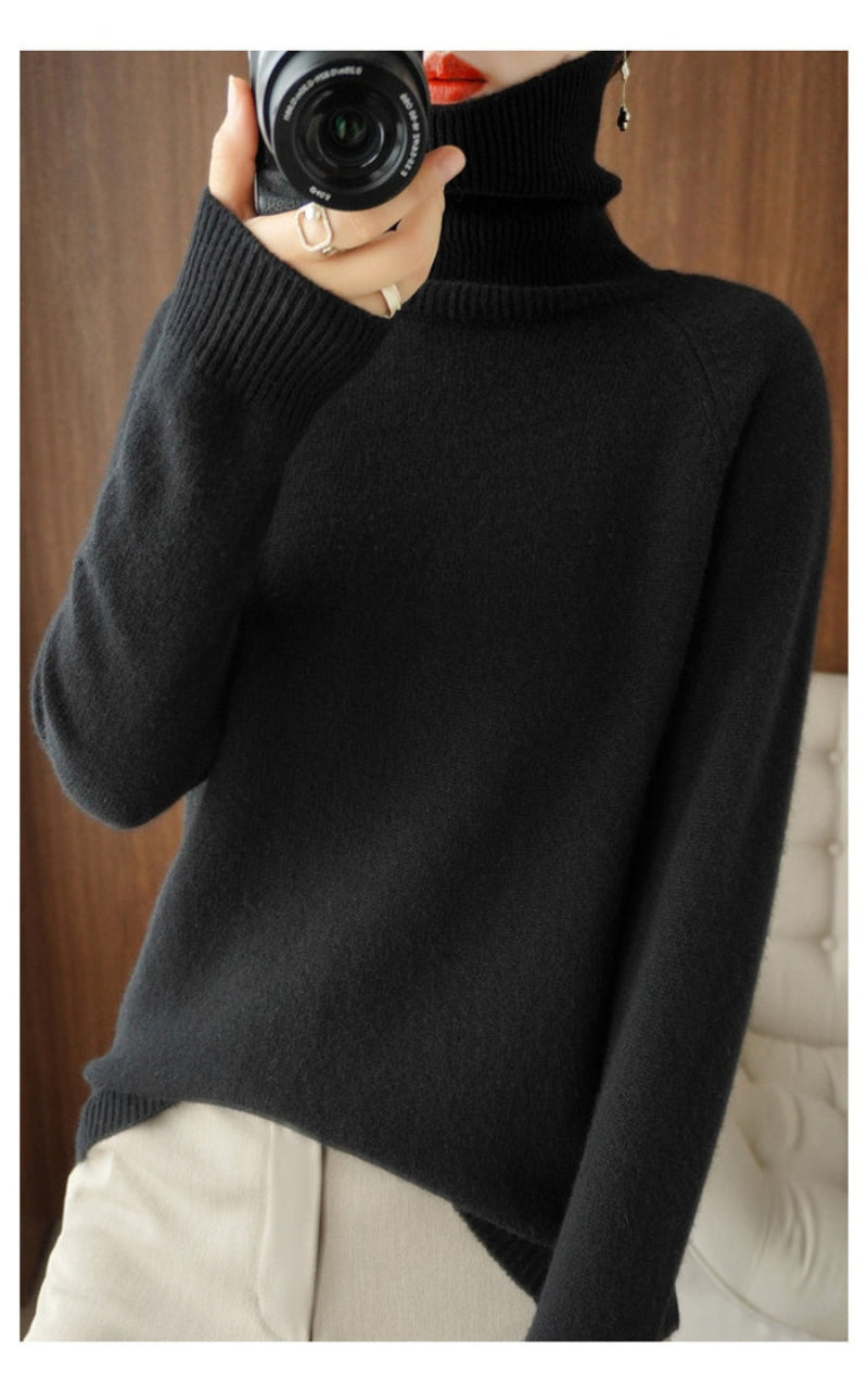 Women's Soft Polo Neck Sweater – Warm and Comfortable, Ideal for Autumn and Winter Outfits