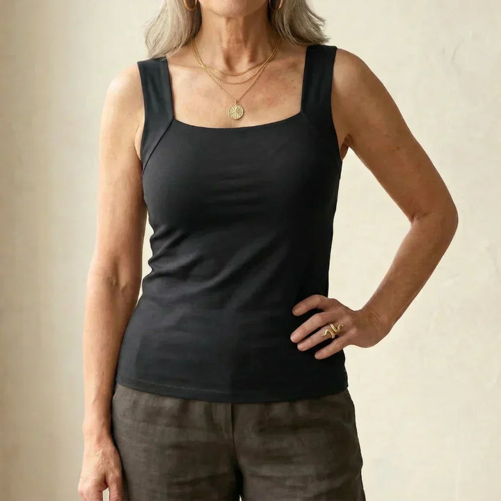 Women's Tank Top with Built-In Bra - Soft and Comfortable Basic