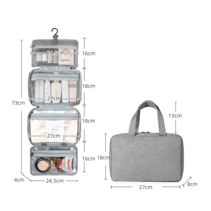 Travelique Travel Cosmetics Organizer | Compact and Waterproof | With 4 Compartments and 360° Hook | For Women and Men