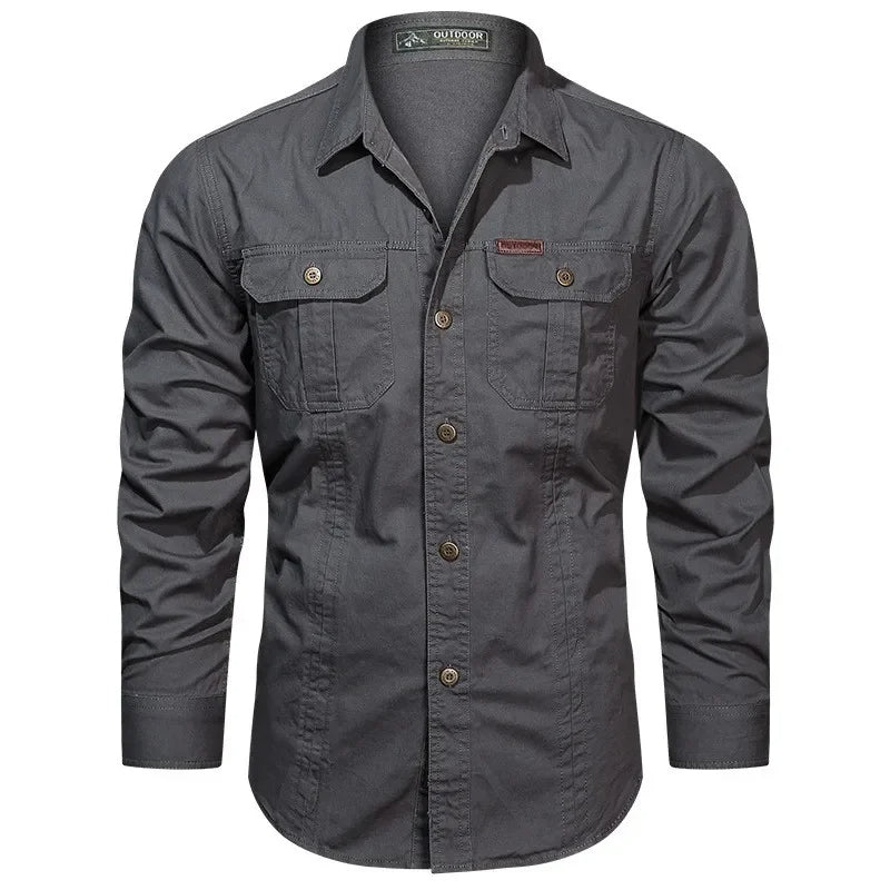 Men Utility Pocket Button-Up Shirt