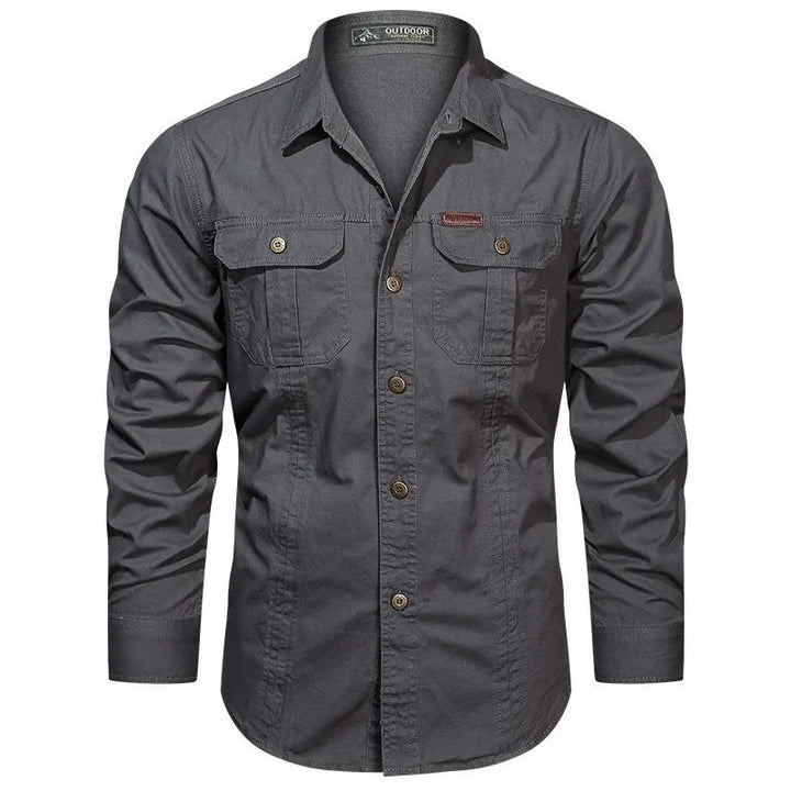 Men Utility Pocket Button-Up Shirt