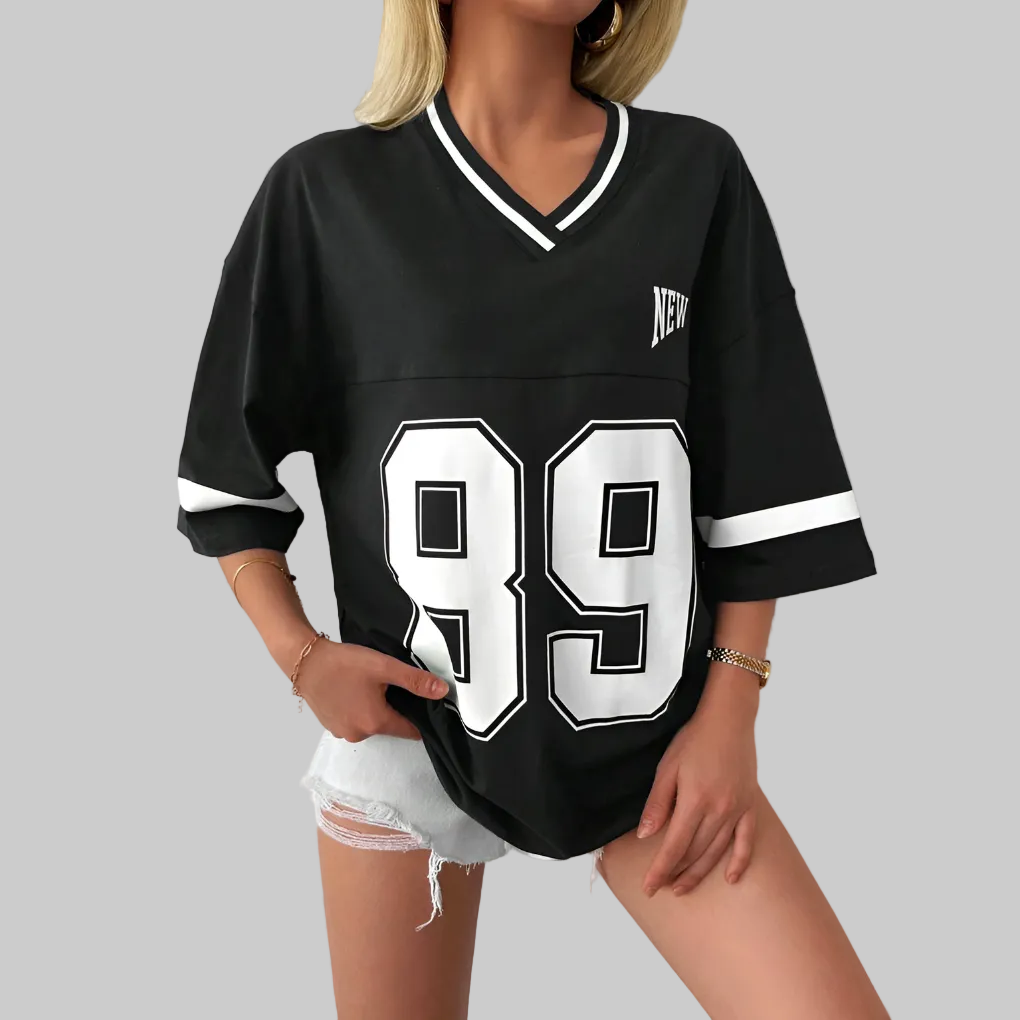Oversized Casual Baseball/Football Shirt for Women