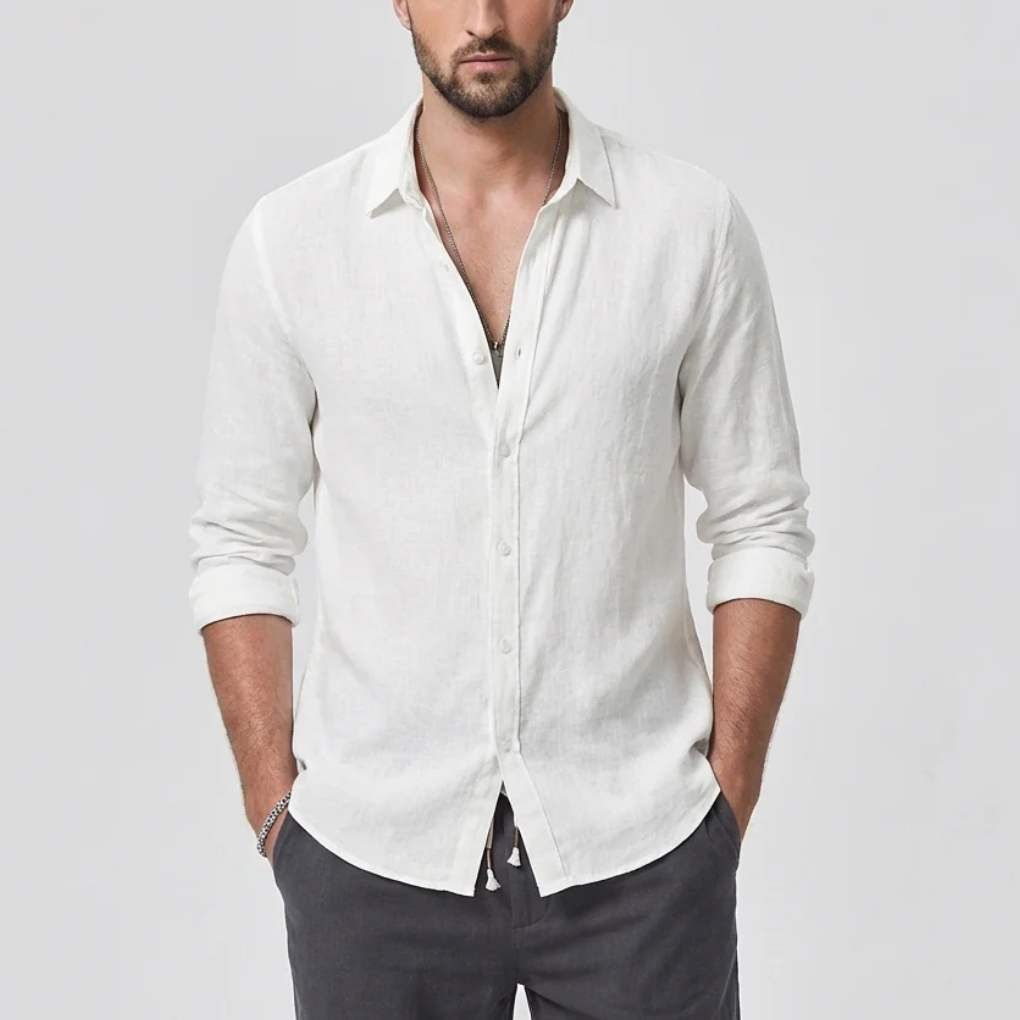 Vintage Shirt with Turn-Down Collar for Men