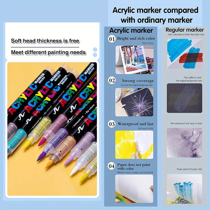72 Acrylic Paint Pens in 72 Colours – Perfect for Creative Painting on Various Surfaces
