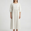3/4 Sleeve Smocked Bodice Midi Dress