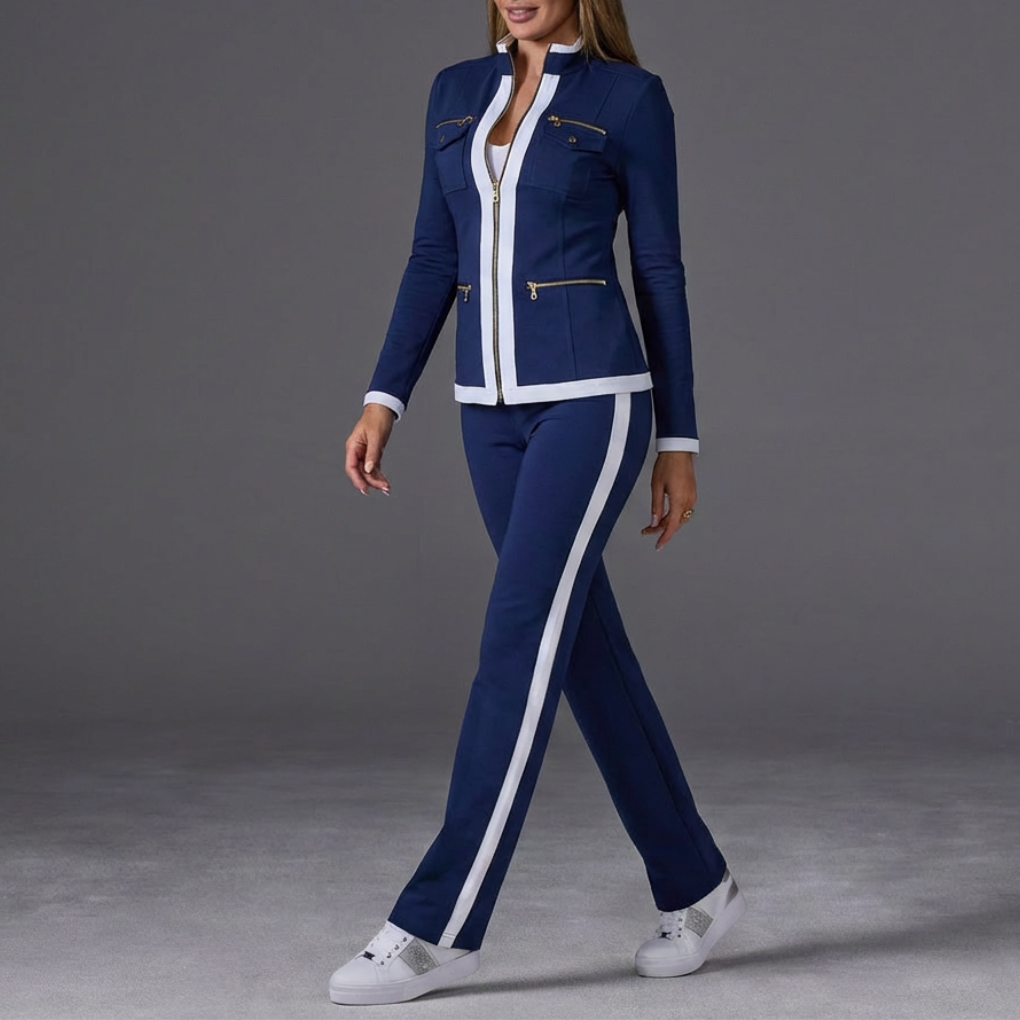 Zip-Front Jacket And Pants Set