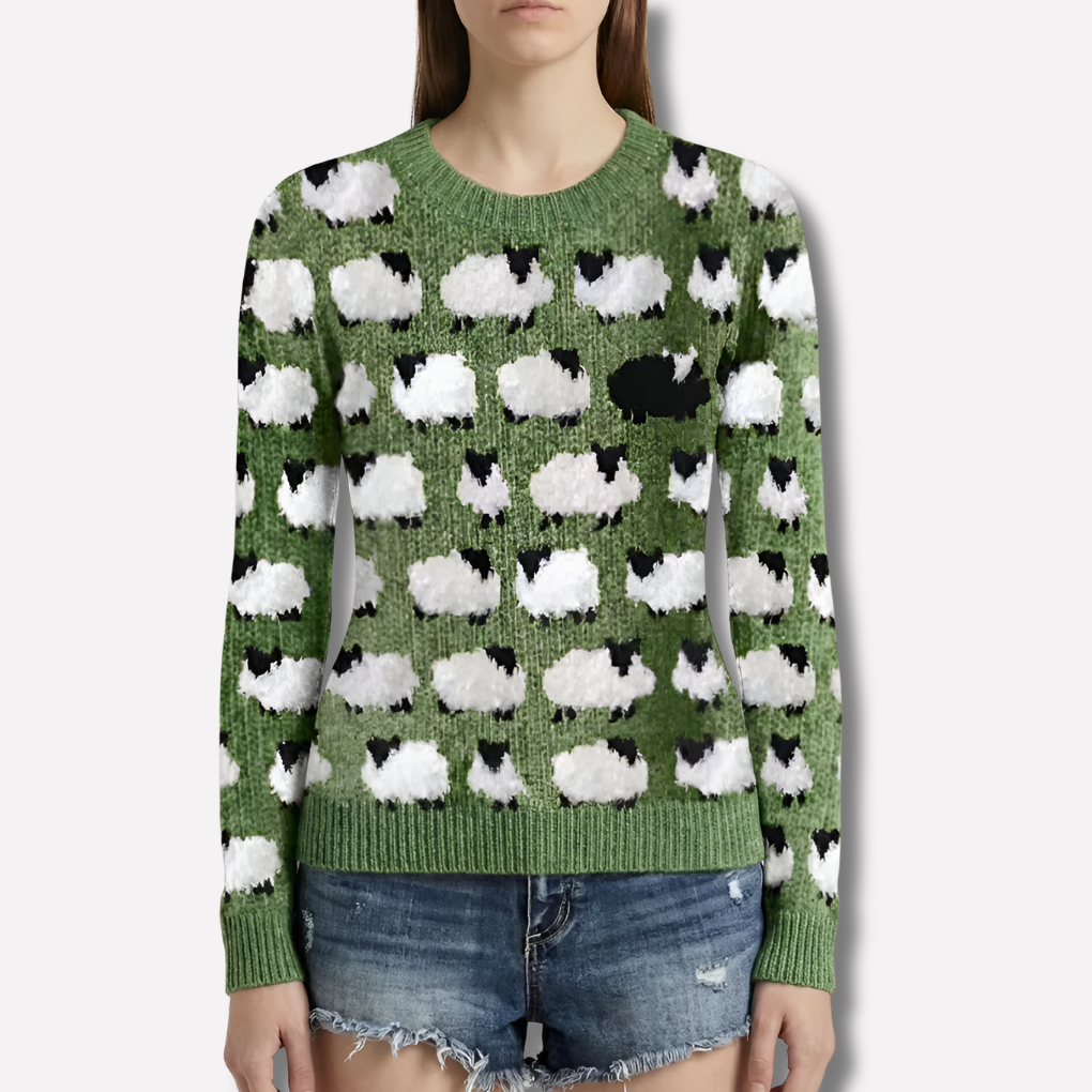 Festive Christmas Tree Print Sweater