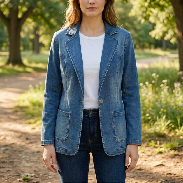 Tailored Denim Blazer For Women