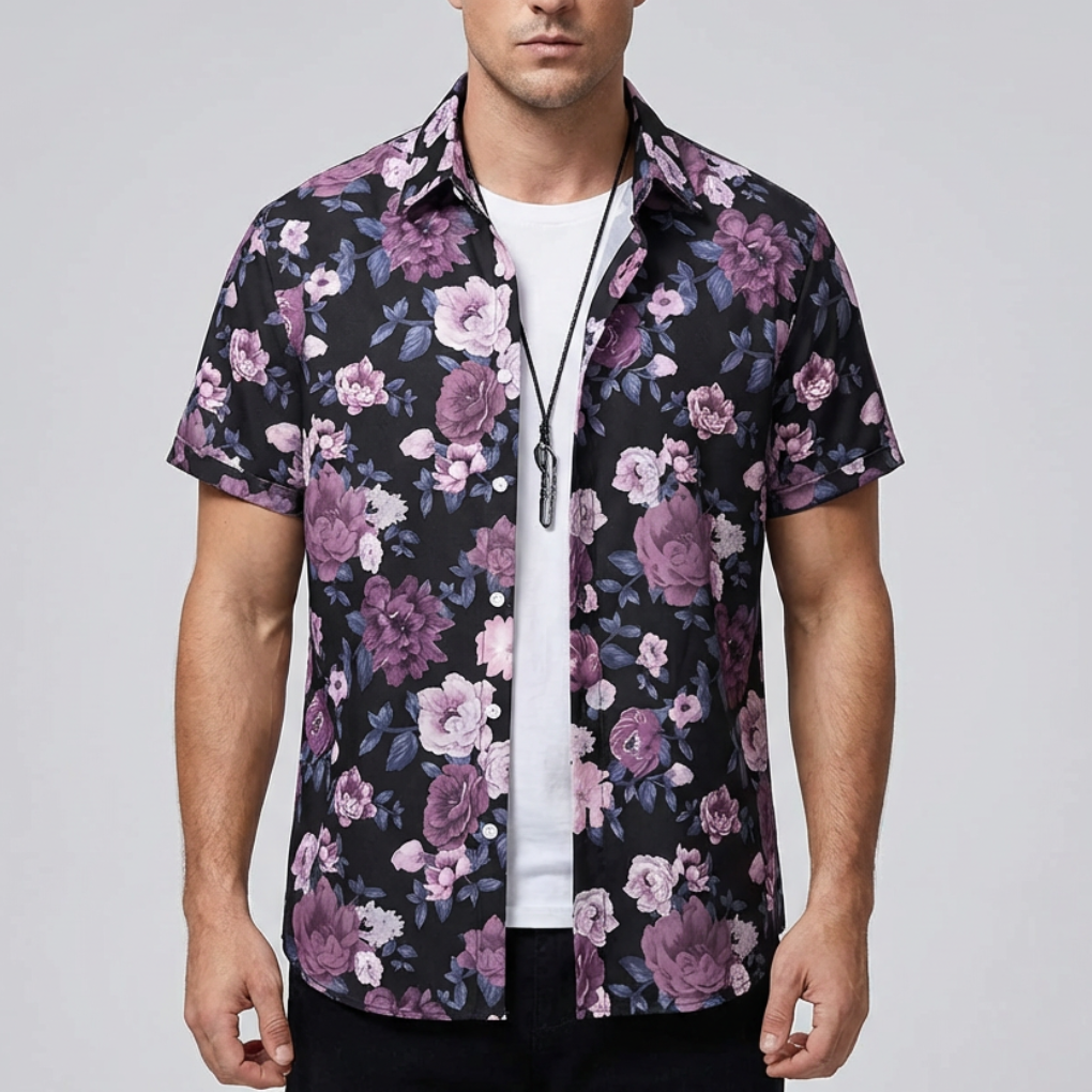 3D Flower Print Hawaiian Shirt for Men