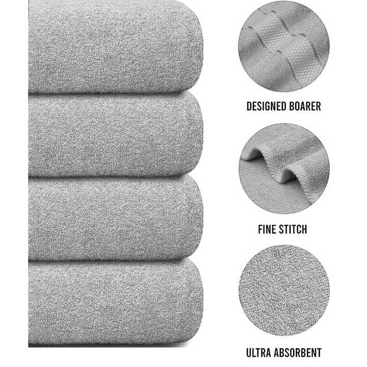 4-Piece Jumbo Bath Towel Set - Quick Dry Bathroom Towels