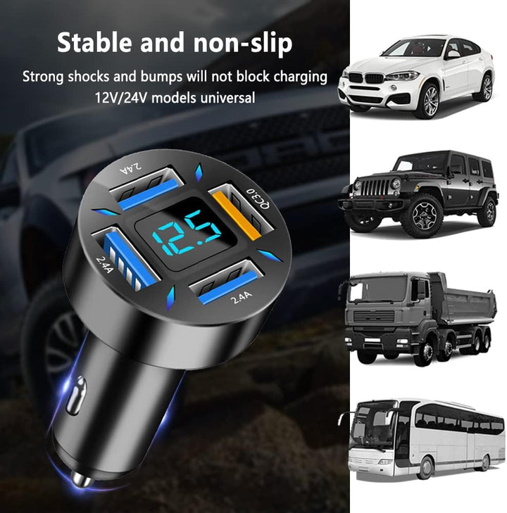 66W Super-Fast Car Charger with USB PD & QC 3.0 – Universal for 12-24V Cigarette Lighter Sockets