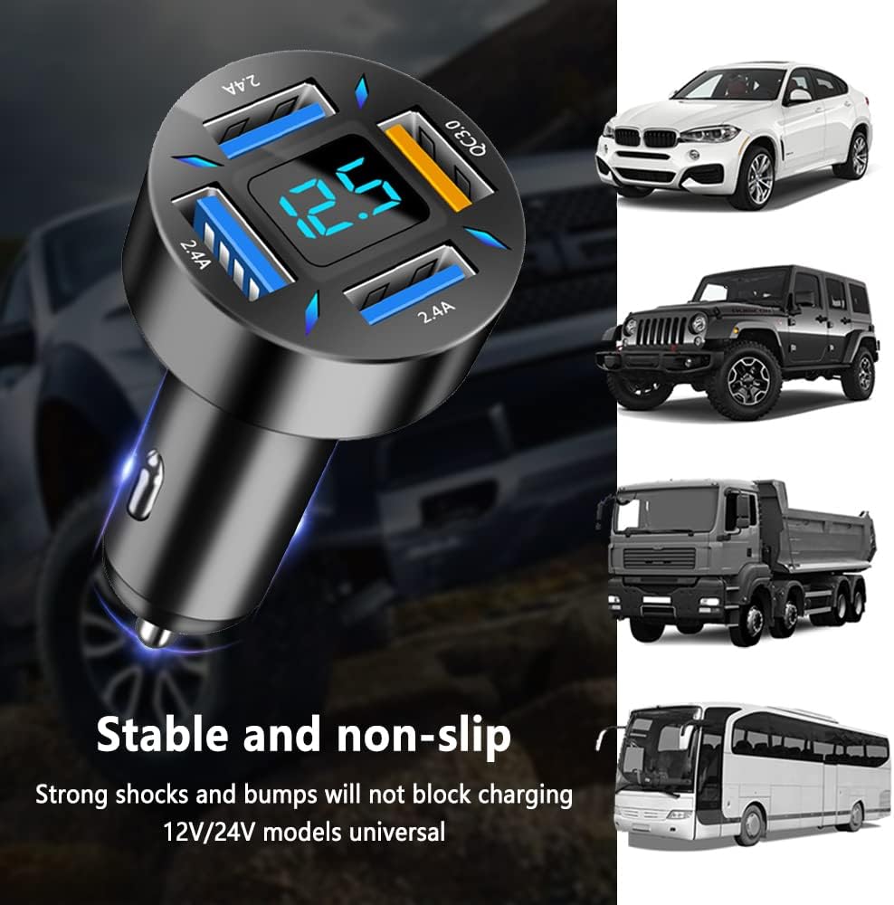 66W Super-Fast Car Charger with USB PD & QC 3.0 – Universal for 12-24V Cigarette Lighter Sockets