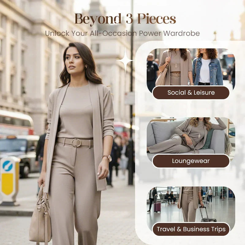 3-piece comfort set: cardigan, top and pants