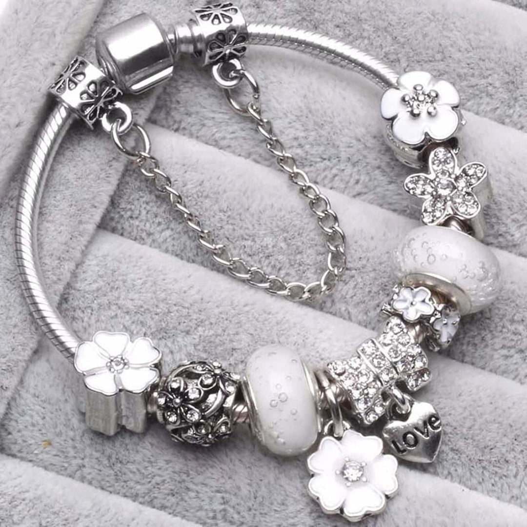 Sterling Silver 925 Bracelet with Flower-Shaped Charm | Elegant Jewellery Gift for Women