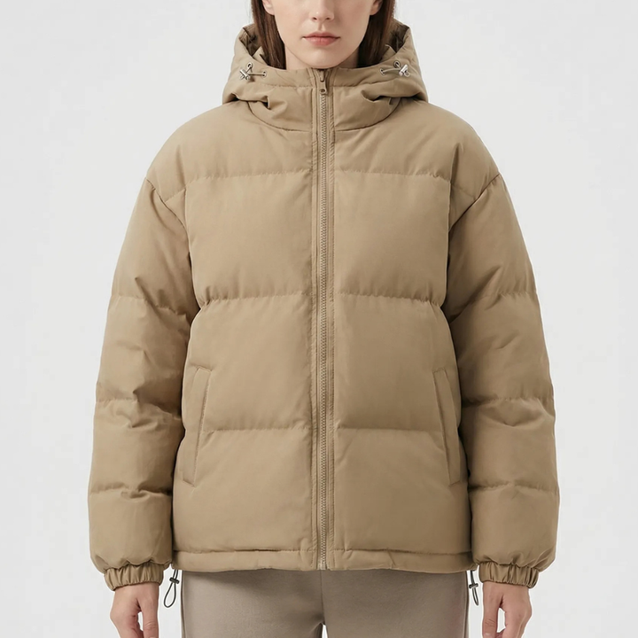 Full-Front Zipper Hooded Puffer Women's Jacket