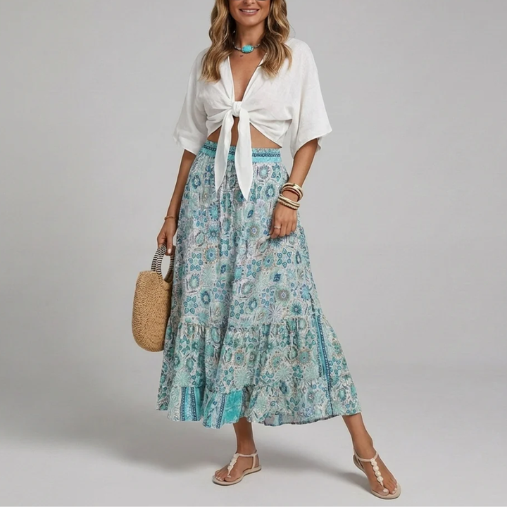 Elegant Long Floral Skirt for Women